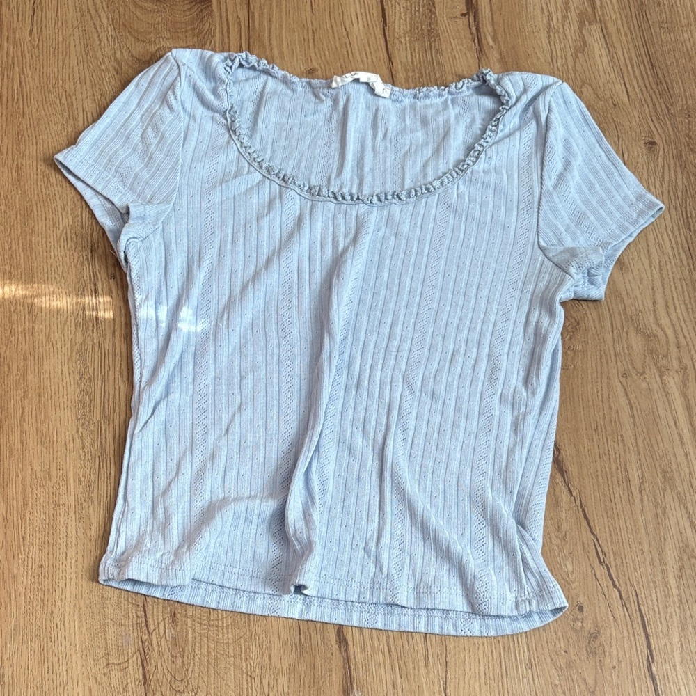 Sky Blue Ruffled Women's Tee